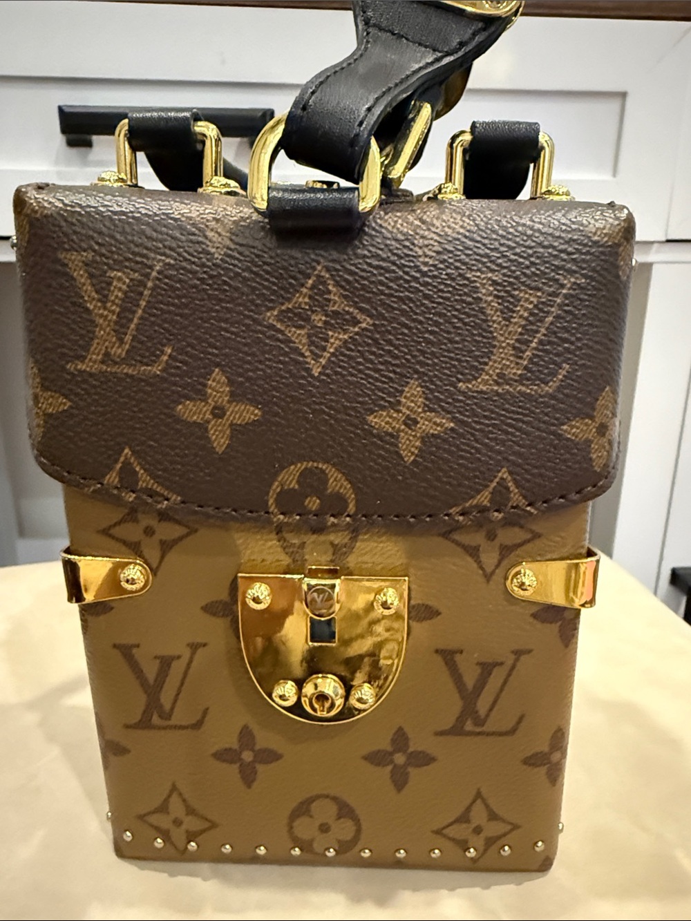 Louis Vuitton Brown Monogram Vertical Trunk Bag with Gold Hardware - Picture 5 of 7